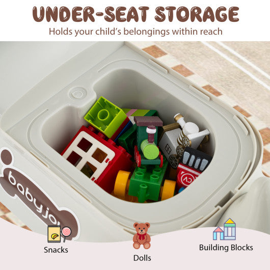 Toddler Ride on Toy Walking Sliding Car with Lights and Music-White