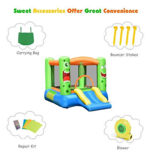 Inflatable Castle Bounce House Jumper Playhouse with Slider for Kids