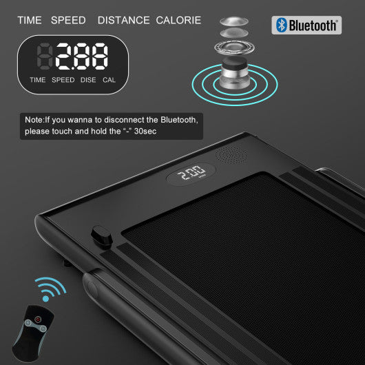 2.25HP 2 in 1 Folding Treadmill with APP Speaker Remote Control-Black