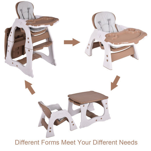 3 in 1 Infant Table and Chair Set Baby High Chair-Beige