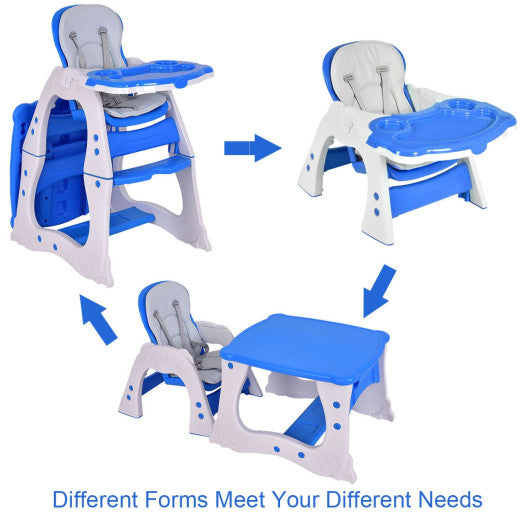 3 in 1 Infant Table and Chair Set Baby High Chair-Blue