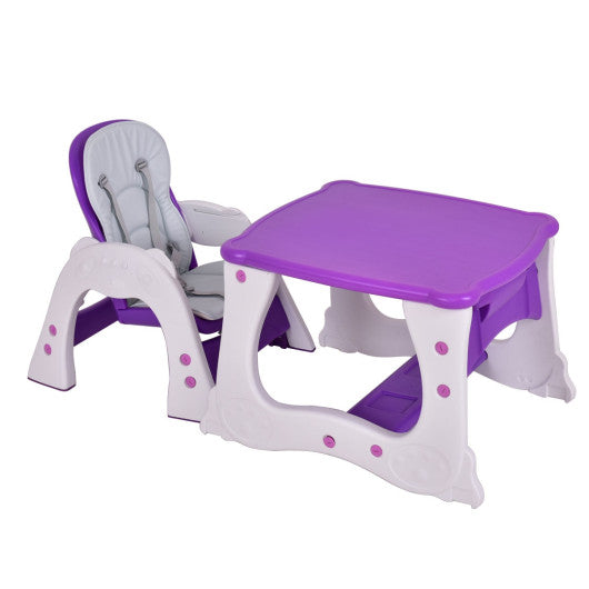 3 in 1 Infant Table and Chair Set Baby High Chair-Purple