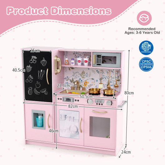 Toddler Pretend Play Kitchen for Boys and Girls 3-6 Years Old-Light Pink
