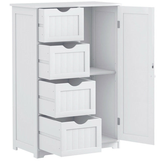 Standing Indoor Wooden Cabinet with 4 Drawers-White