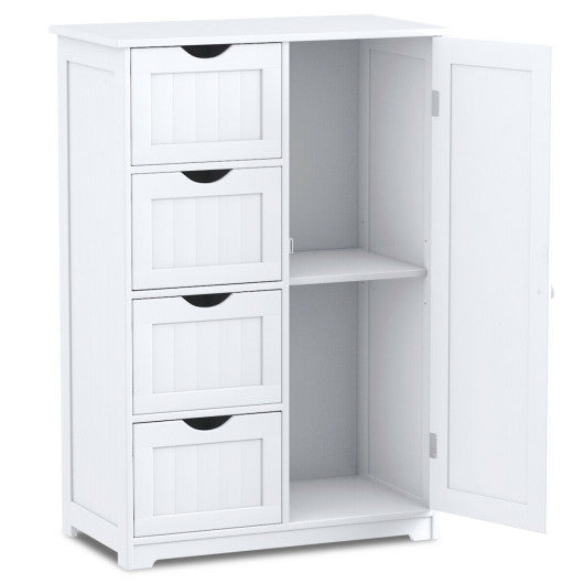 Standing Indoor Wooden Cabinet with 4 Drawers-White