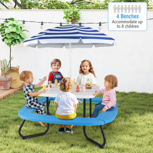 Toddler Outdoor Activity Table with Adjustable and Collapsible Umbrella-White