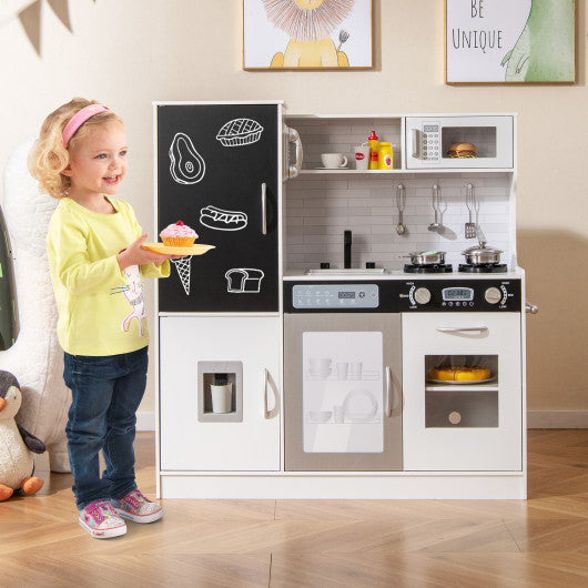 Pretend Play Kitchen with Utensils for Kids Aged 3+-Silver