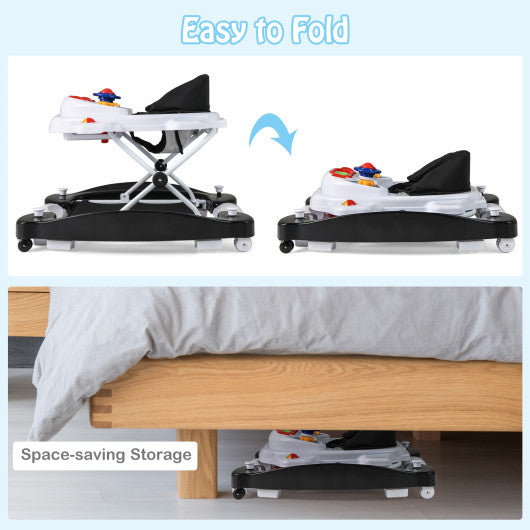 6 in 1 Foldable Baby Walker with Adjustable Height-Black