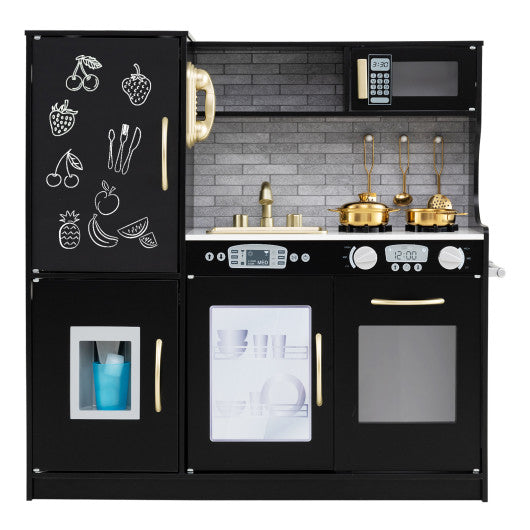 Toddler Pretend Play Kitchen for Boys and Girls 3-6 Years Old-Black