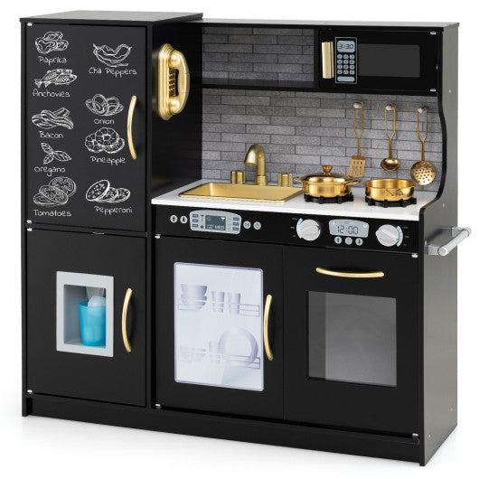 Toddler Pretend Play Kitchen for Boys and Girls 3-6 Years Old-Black