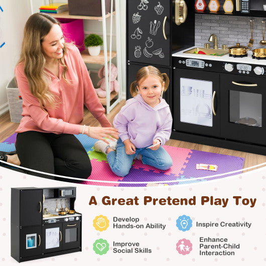 Toddler Pretend Play Kitchen for Boys and Girls 3-6 Years Old-Black