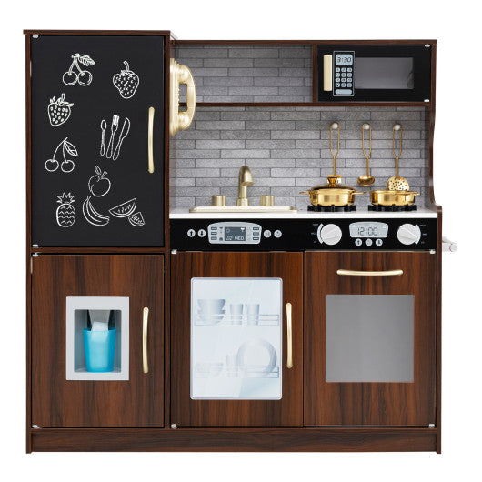 Toddler Pretend Play Kitchen for Boys and Girls 3-6 Years Old-Brown
