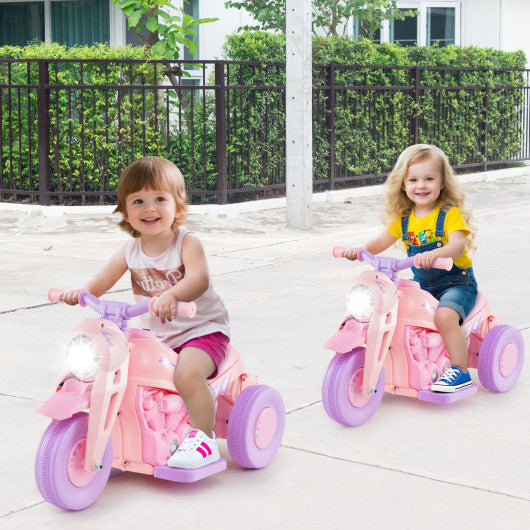 6V Kids Electric Ride on Motorcycle with Bubble Maker and Music-Pink and Purple