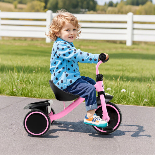 Toddler Tricycle Kids Trike with Adjustable Seat and Storage Basket Aged 3-5 Years Old-Pink