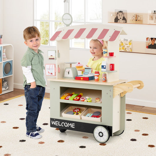 Toy Cart Play Set with POS Machine and Lovely Scale-Green