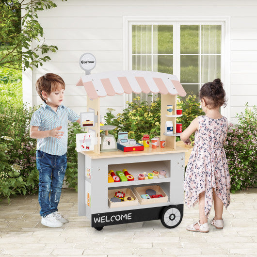 Toy Cart Play Set with POS Machine and Lovely Scale-Grey