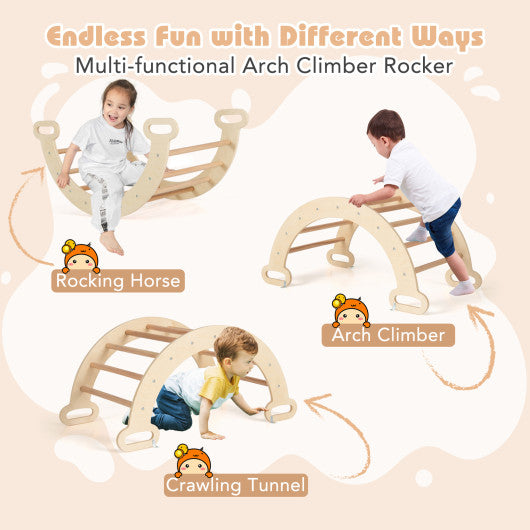 7-in-1 Pikler Triangle Set with 6-Piece Foam Blocks for Toddlers Indoor Playground