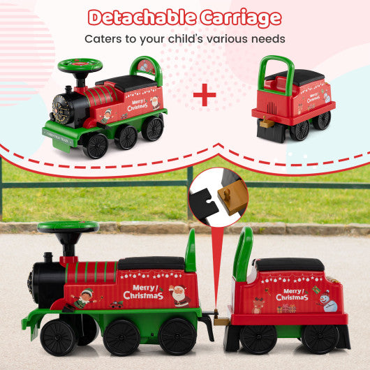 6V Toddler Ride On Train Combo: Track Ride & 2-Seater Carriage Set