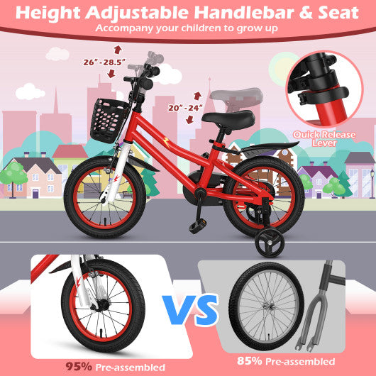 14 Inch Kids Bike Red with Pink Helmet Protective Set