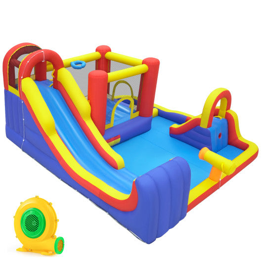 7-in-1 Outdoor Bounce House with Dual Slides (without Blower)