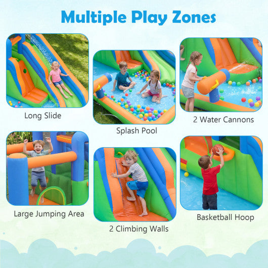 Inflatable Water Slide Park with with 780W Blower and Splash Pool for Yard Party