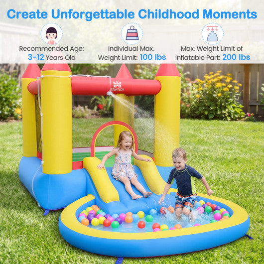 Kids Water Park Wet Dry with Splash Pool and 380W Blower