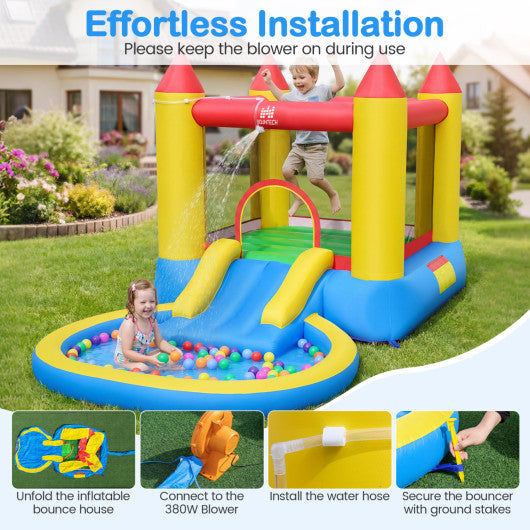 Kids Water Park Wet Dry with Splash Pool and 380W Blower
