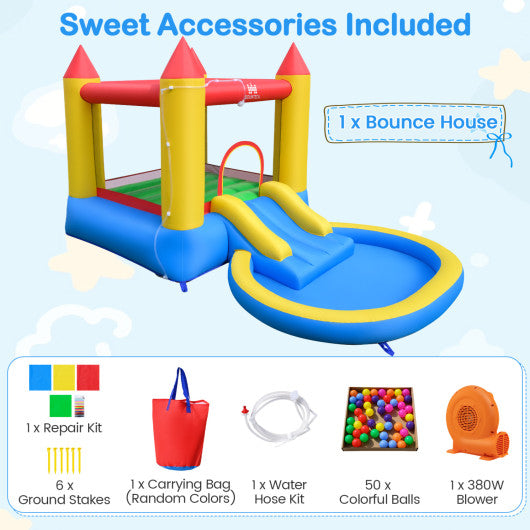 Kids Water Park Wet Dry with Splash Pool and 380W Blower