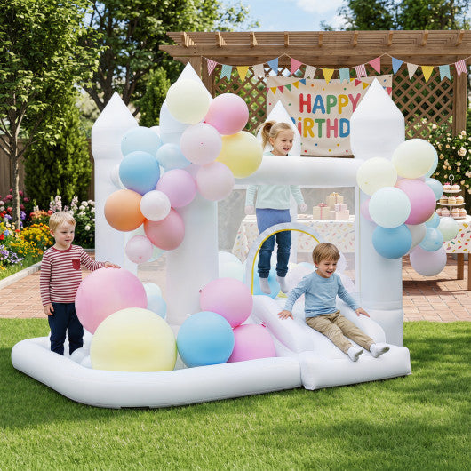 Inflatable Bounce House with Jumping Area and Basketball Hoop for Wedding Party