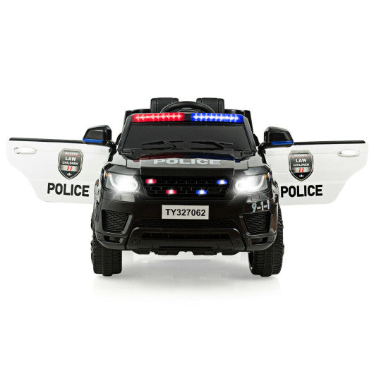 12V Kids Electric Ride On Police Car with Remote Control-Black