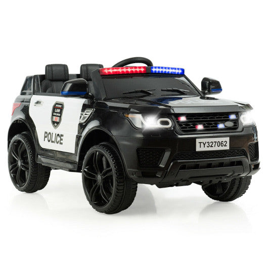 12V Kids Electric Ride On Police Car with Remote Control-Black