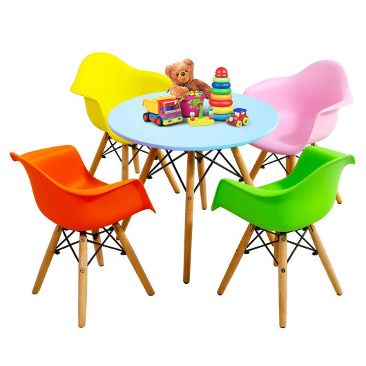 5 Piece Kids Mid-Century Colorful Table Chair Set