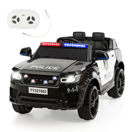 12V Kids Electric Ride On Police Car with Remote Control-Black