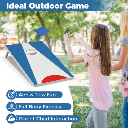 3 x 2FT Cornhole Board Set Portable Cornhole Board with Foldable Legs and Side Handle-Blue