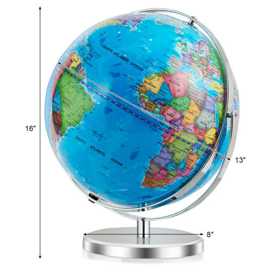 13 Inch Illuminated World Globe 720¡ã Rotating Map with LED Light