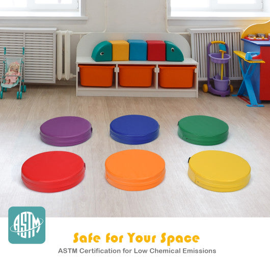 6 Pieces 15 Inch Round Toddler Floor Cushions for Kids-Multicolor
