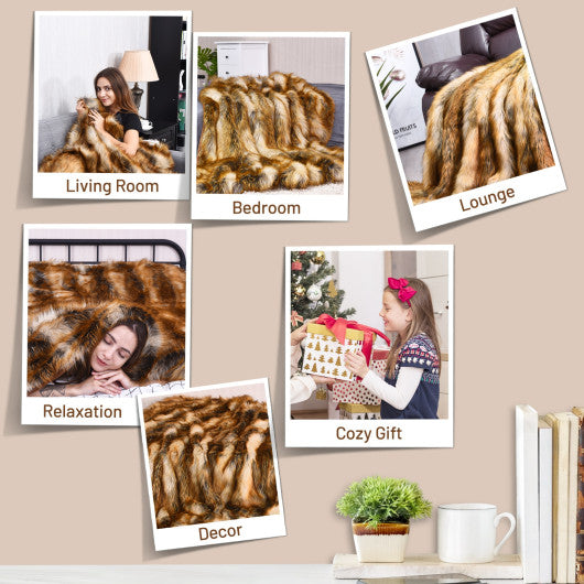Soft Warm Fluffy for Bed Luxury Plush Faux Fur Blanket -L