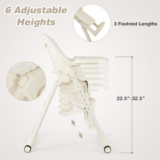 4-in-1 Baby High Chair with 6 Adjustable Heights-Beige