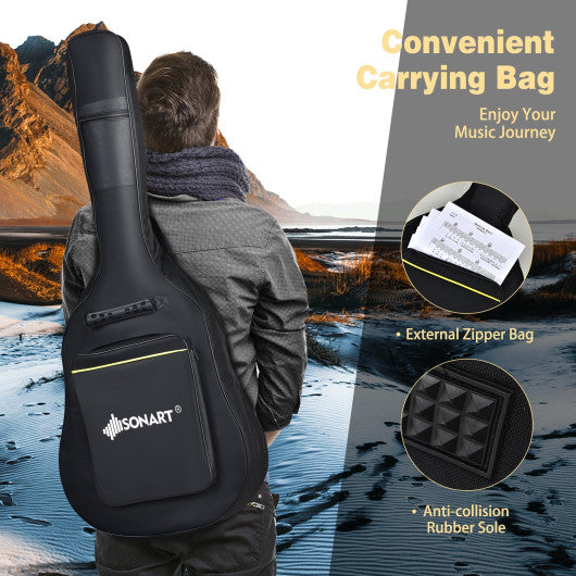 41 Inch Full Size Cutaway Acoustic Guitar Set for Beginner-Black