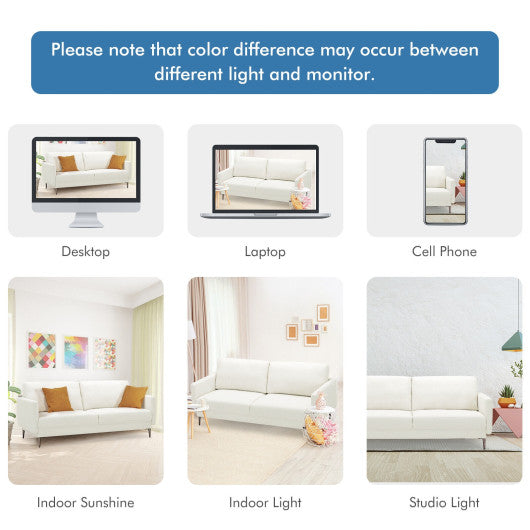 Modern Loveseat with Comfy Backrest Cushions-White