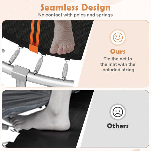 10FT Outdoor Trampoline Heavy-Duty Recreational Trampoline with Safety Enclosure Net-Orange