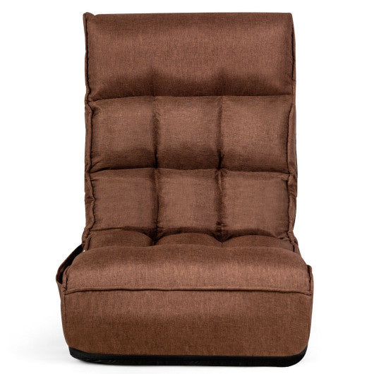 4-Position Adjustable Floor Chair Folding Lazy Sofa-Coffee