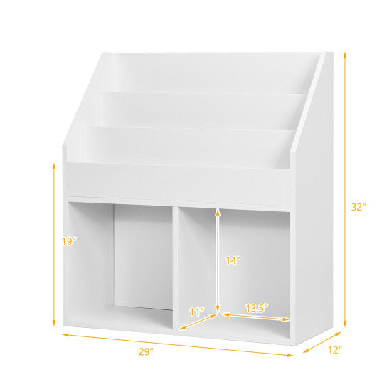 Kids Wooden Bookshelf Bookcase Children Toy Storage Cabinet Organizer-White