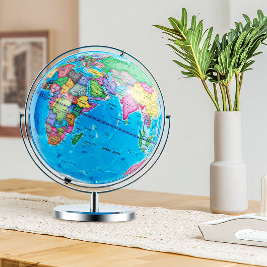 13 Inch Illuminated World Globe 720¡ã Rotating Map with LED Light