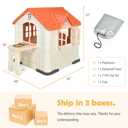 Kid¡¯s Playhouse Pretend Toy House For Boys and Girls 7 Pieces Toy Set-Pink