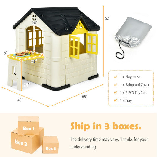 Kid¡¯s Playhouse Pretend Toy House For Boys and Girls 7 Pieces Toy Set-Yellow