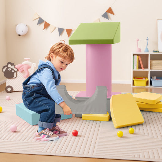 10-Piece Foam Climbing Toys for Toddlers Soft Foam PU Leather Building Blocks-Yellow