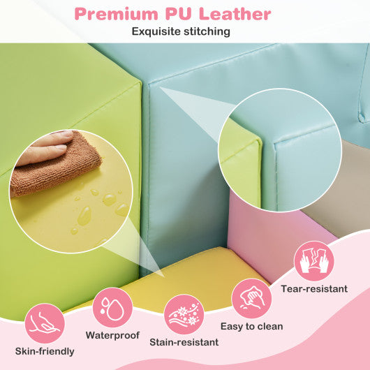 10-Piece Foam Climbing Toys for Toddlers Soft Foam PU Leather Building Blocks-Yellow