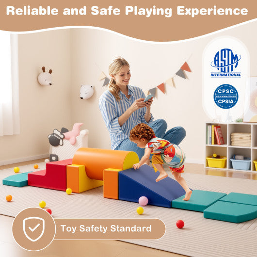 10-Piece Foam Climbing Toys for Toddlers Soft Foam PU Leather Building Blocks-Color