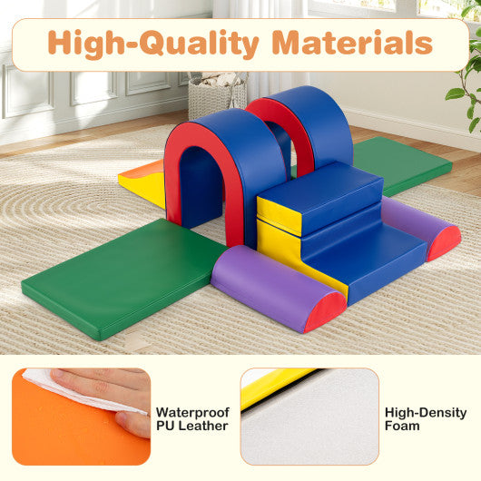 10-Piece Foam Climbing Blocks Soft PU Leather Play Gym Lightweight Baby Climber Structures-Multicolor
